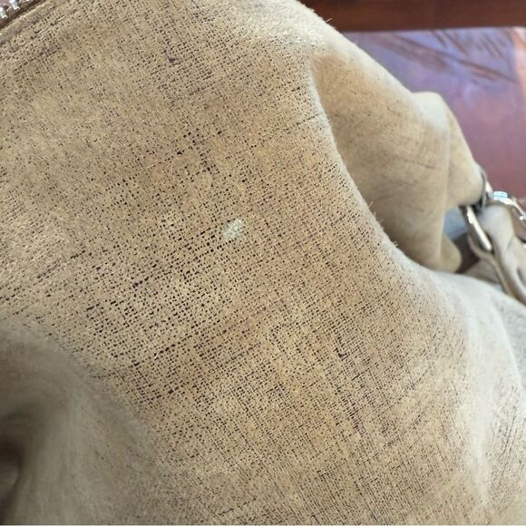 Donald Pliner tan silver hobo bag tote purse suede - Picture 14 of 15